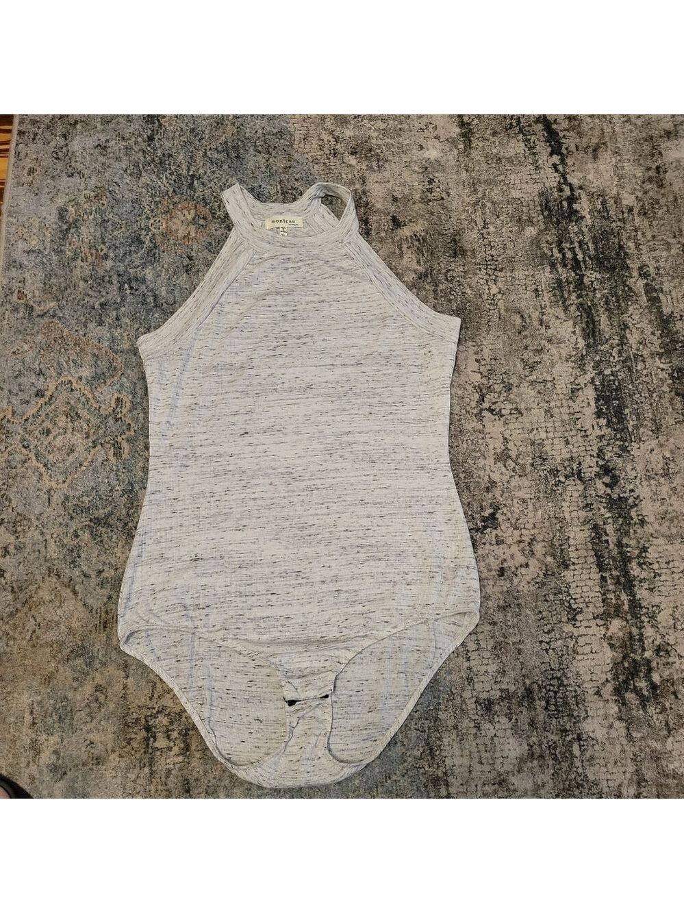 Monteau White and Gray Knit Bodysuit Size XL